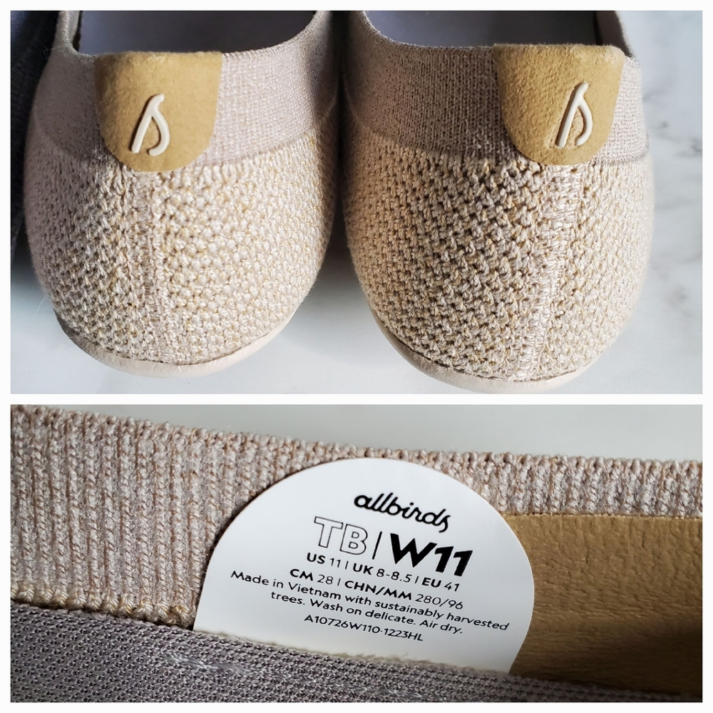 LOT OF 3 Allbirds Women's Ballerina Flats Tree Breezers 11W Beige, White, Grey - Picture 5 of 16
